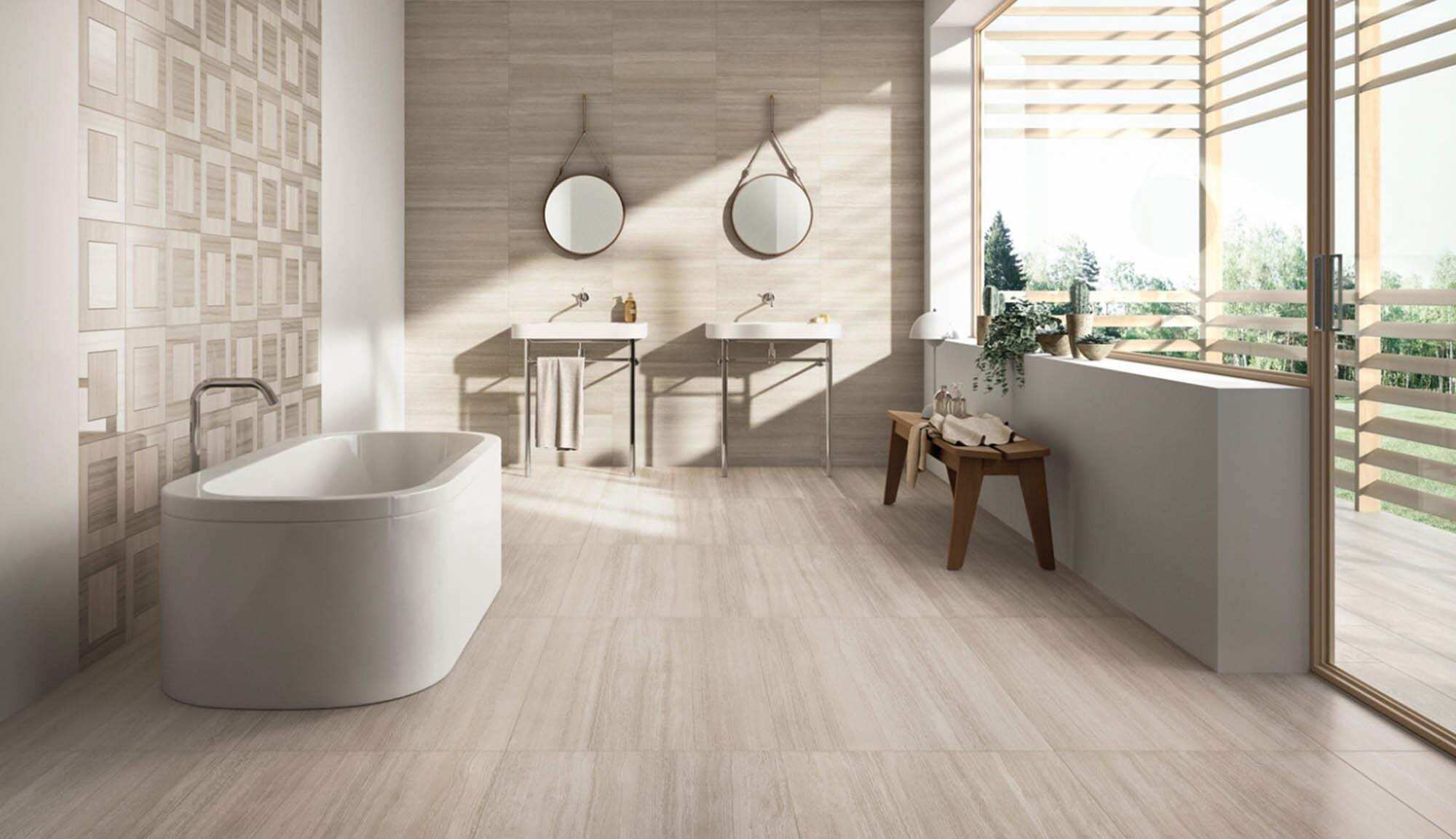 Natural stone flooring in a modern Jacksonville home with marble and travertine surfaces