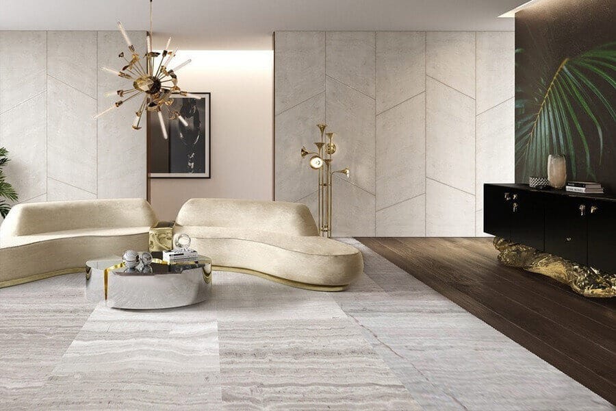 Outdoor patio in West Palm Beach featuring light beige limestone tiles